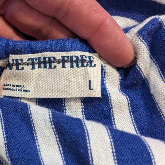 Free People NWOT Coastal Town Halter Top in Blue & White sz LRG - Picture 9 of 12